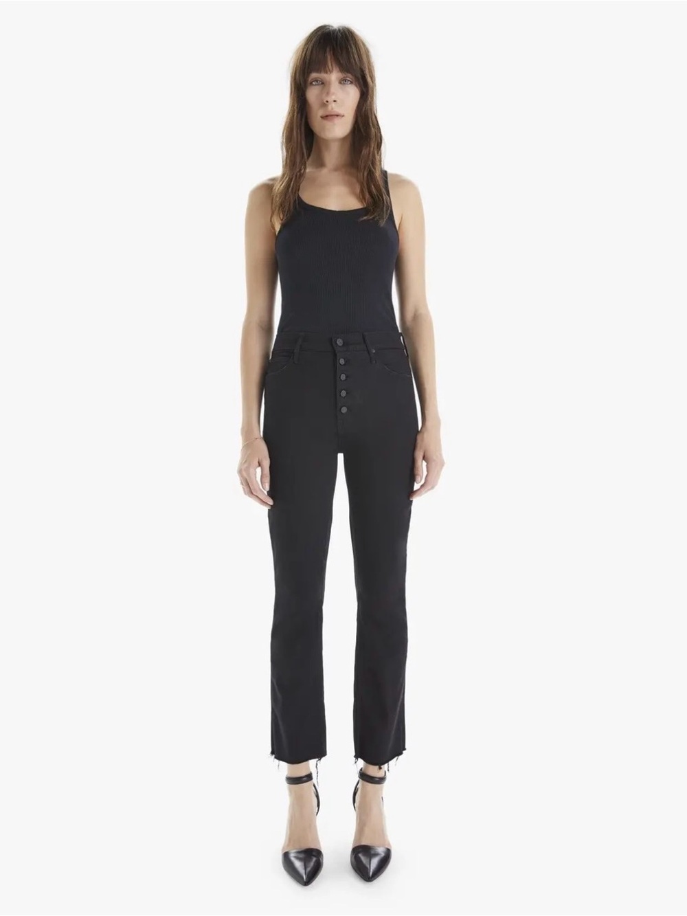 MOTHER The Pixie Dazzler Ankle Fray Jeans in Not Guilty wash size 30